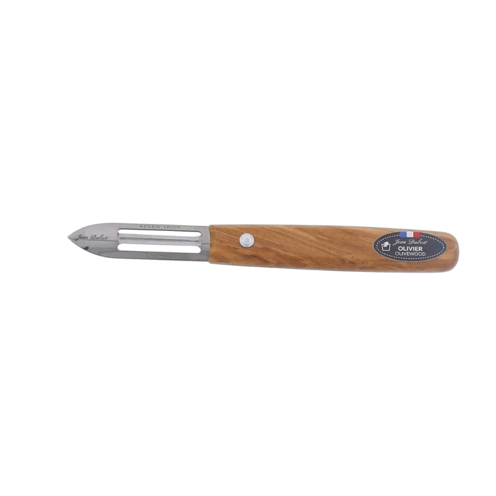 Set cocina 3 piezas (12 cm+12cm +pelador) mango olivo tradicional caja kraft Laguiole Jean Dubost