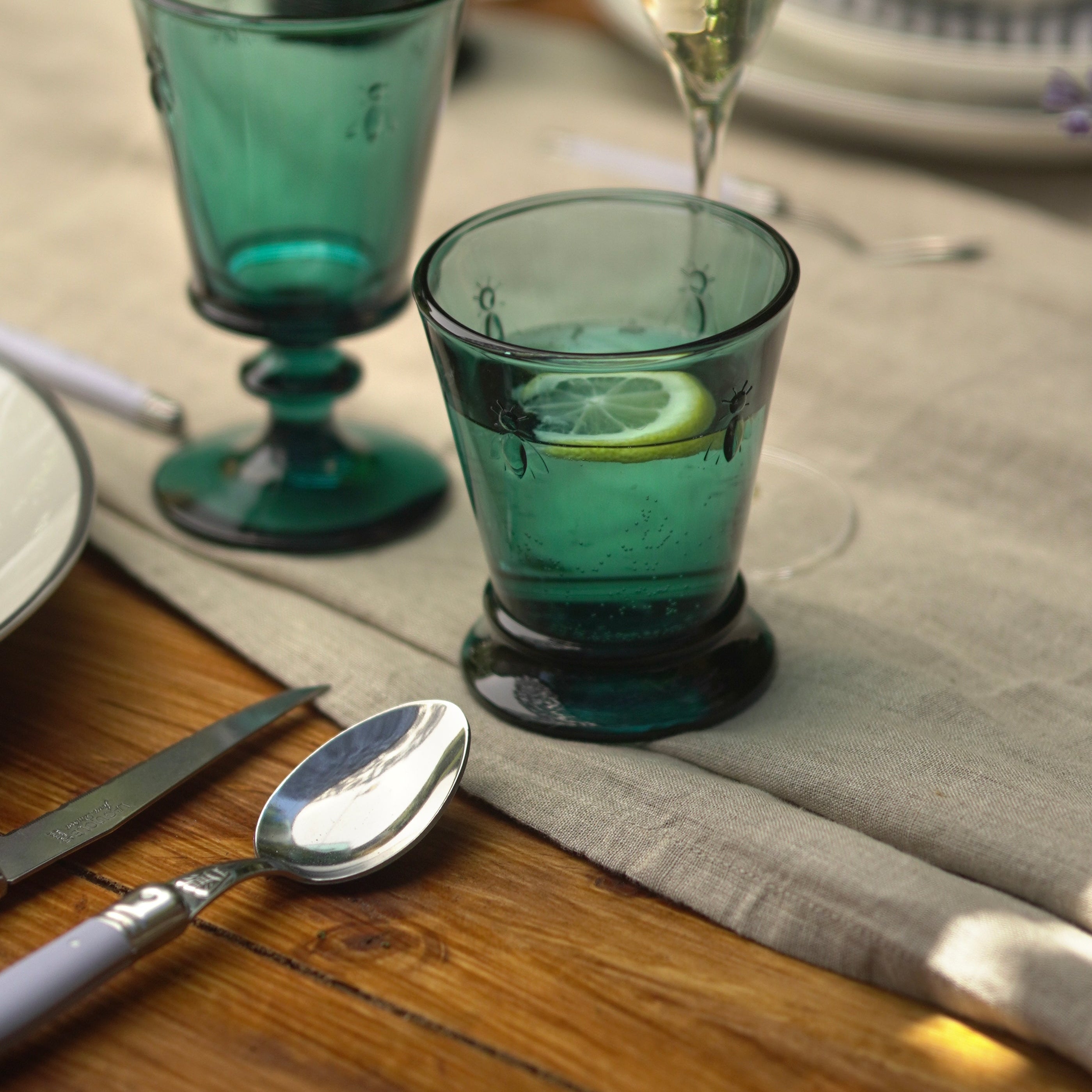 SET 6 VASOS ABEJA ESMERALDA 260ML