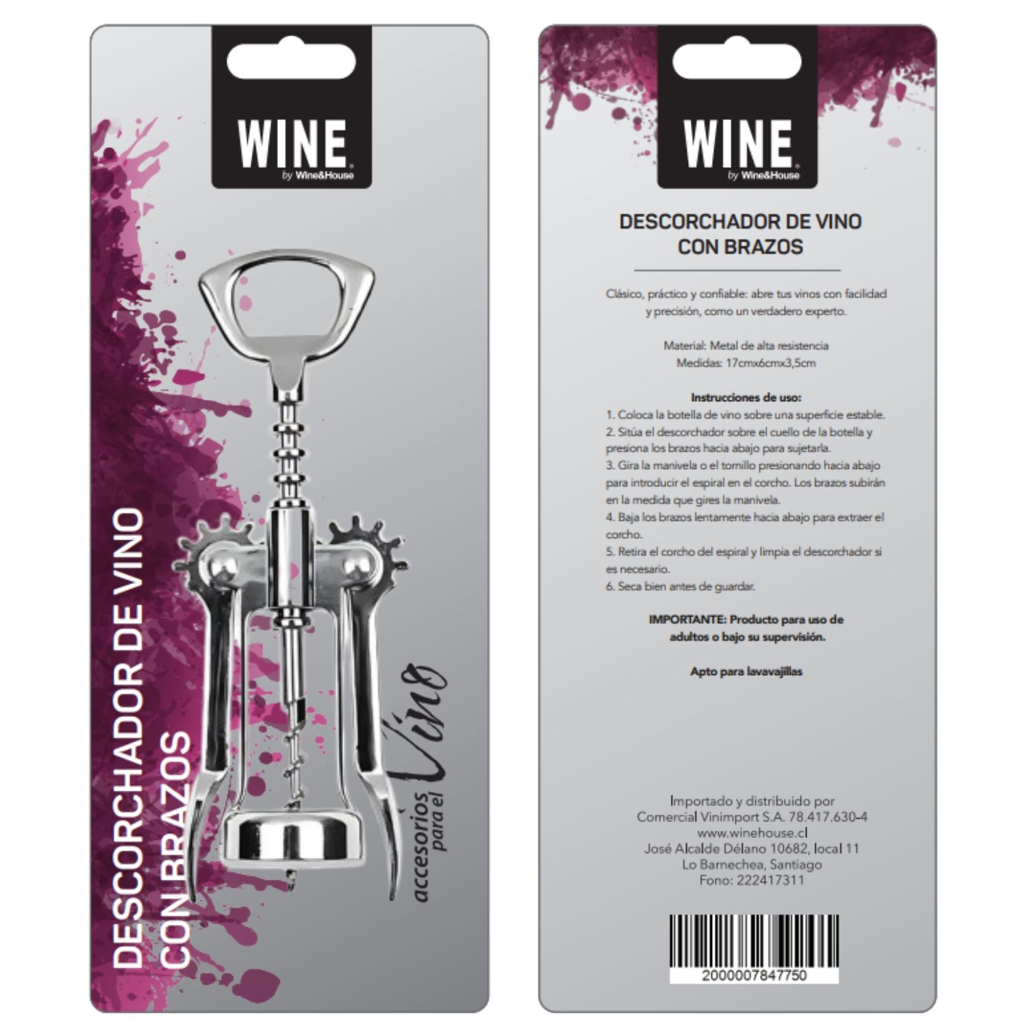 Descorchador Con Brazos Wine