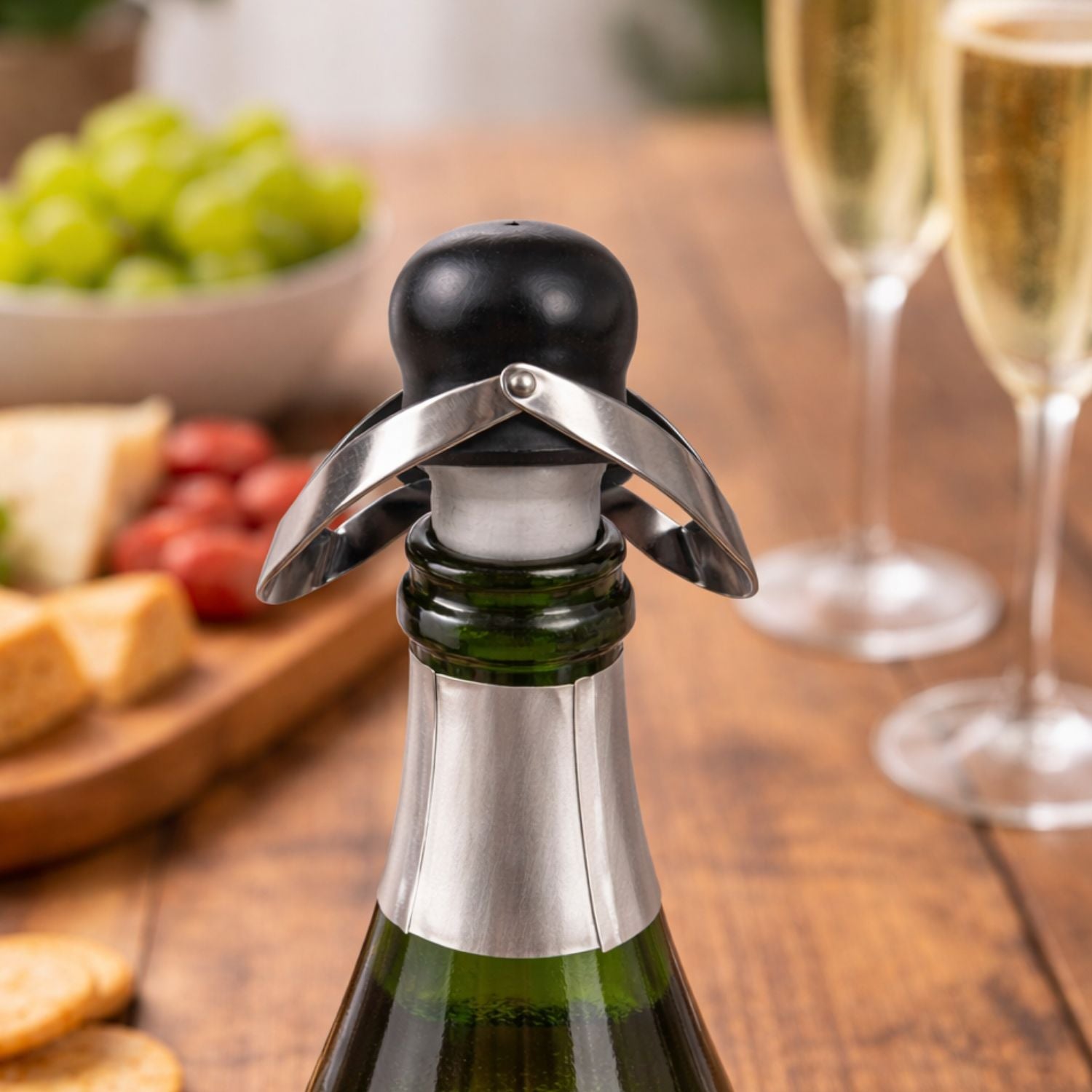 TAPÓN CHAMPAGNE NEGRO BORDE PLATEADO
