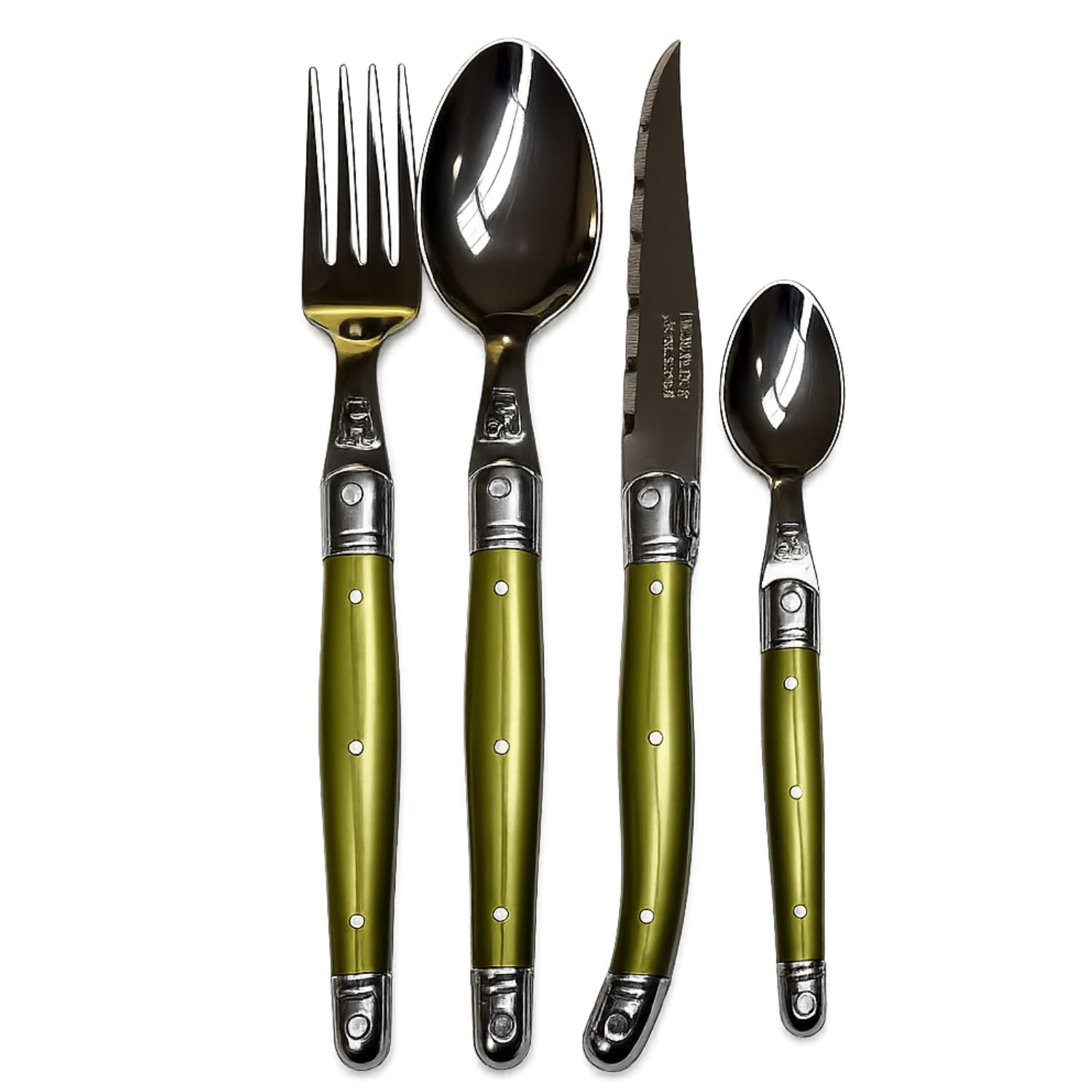 Juego de Cubiertos 24 Piezas Verde Oliva Laguiole Jean Dubost