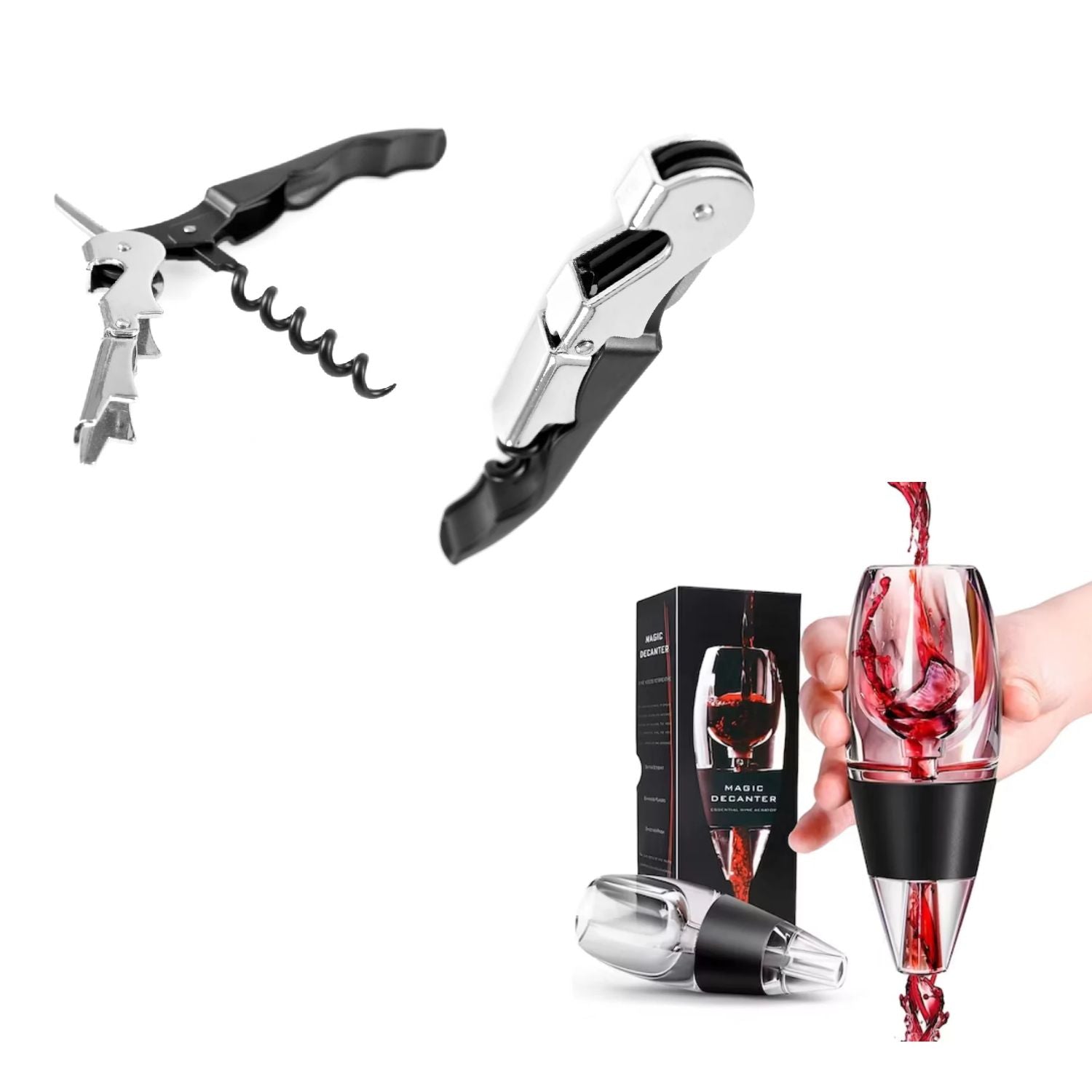 SET DESCORCHADOR 2 TIEMPOS NEGRO + MAGIC DECANTER