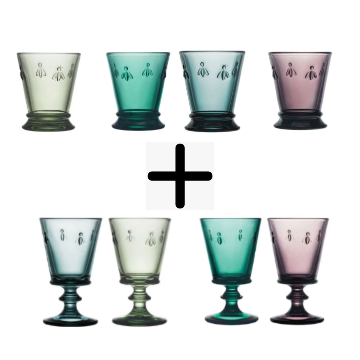 PACK ABEJA COLORES - VASOS MAS COPAS