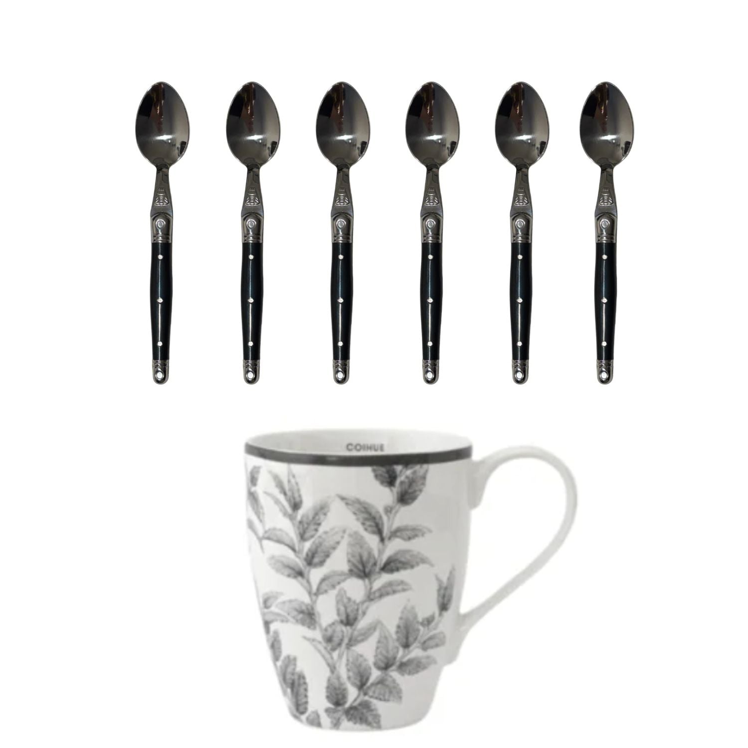 PACK DE CAFÉ COIHUE – MUGS + CUCHARAS LAGUIOLE JEAN DUBOST