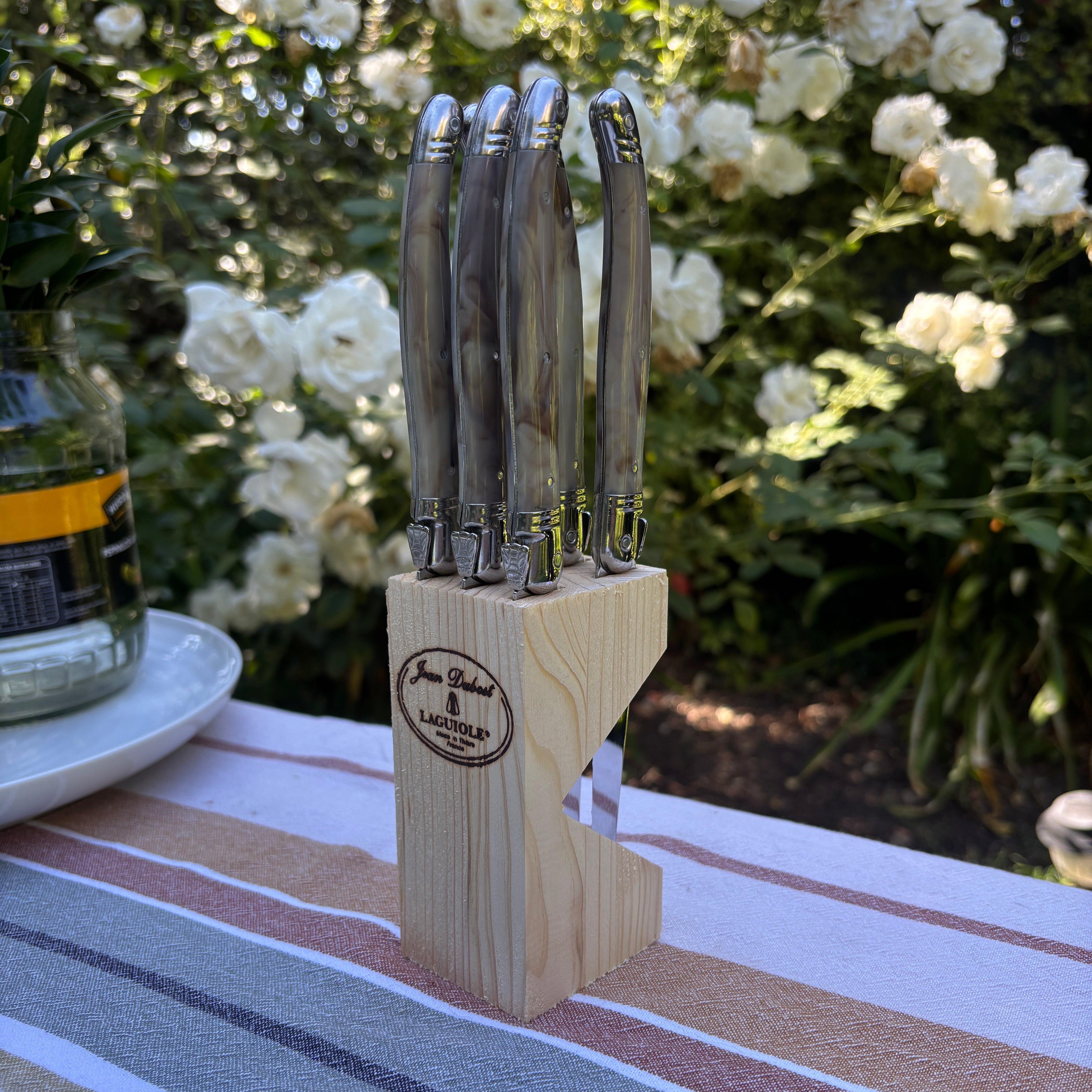 BLOQUE 6 CUCHILLOS DARK HORN LAGUIOLE JEAN DUBOST