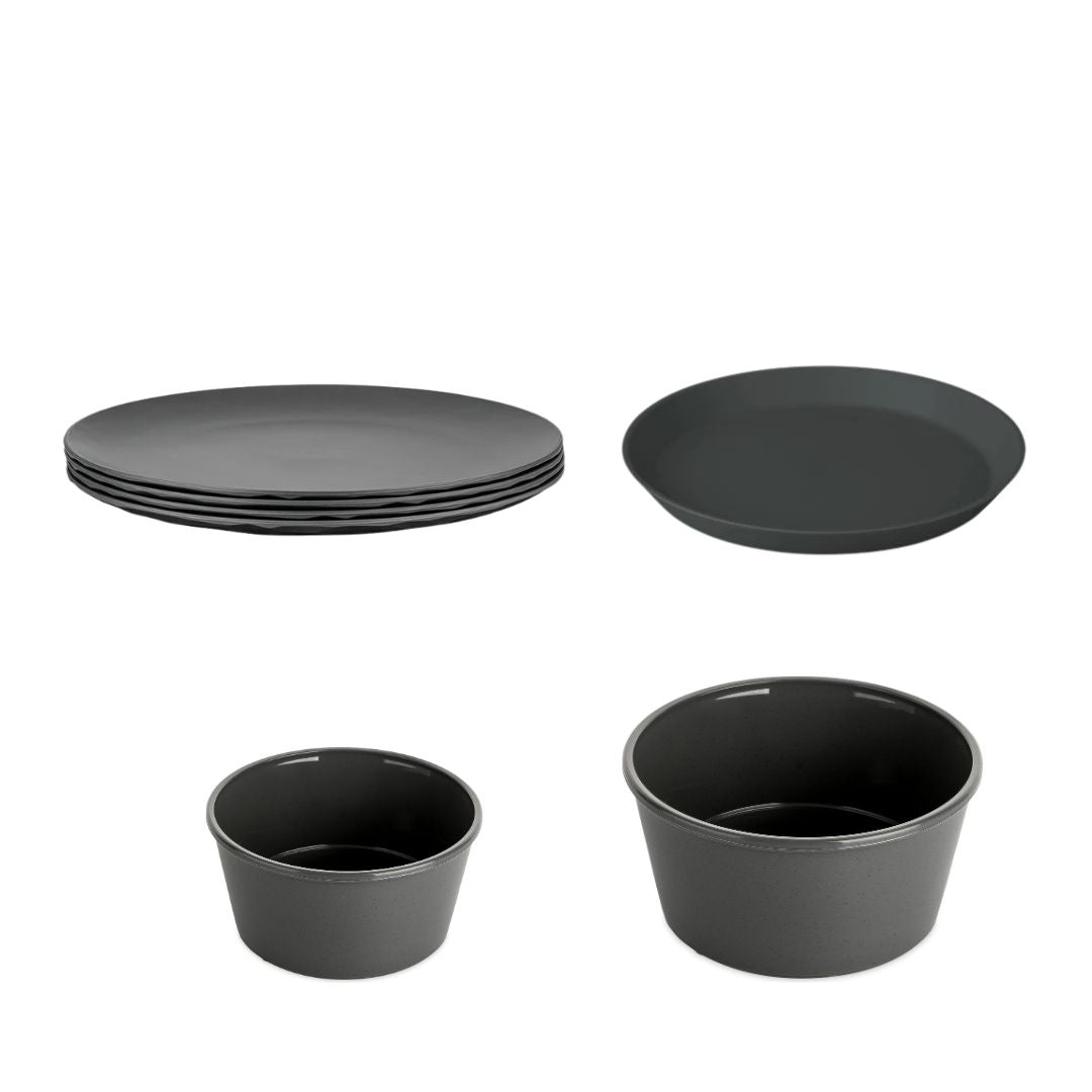 Pack Terraza & Quincho – Vajilla Gris 24 Piezas