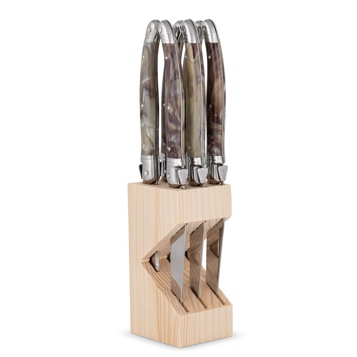 BLOQUE 6 CUCHILLOS DARK HORN LAGUIOLE JEAN DUBOST