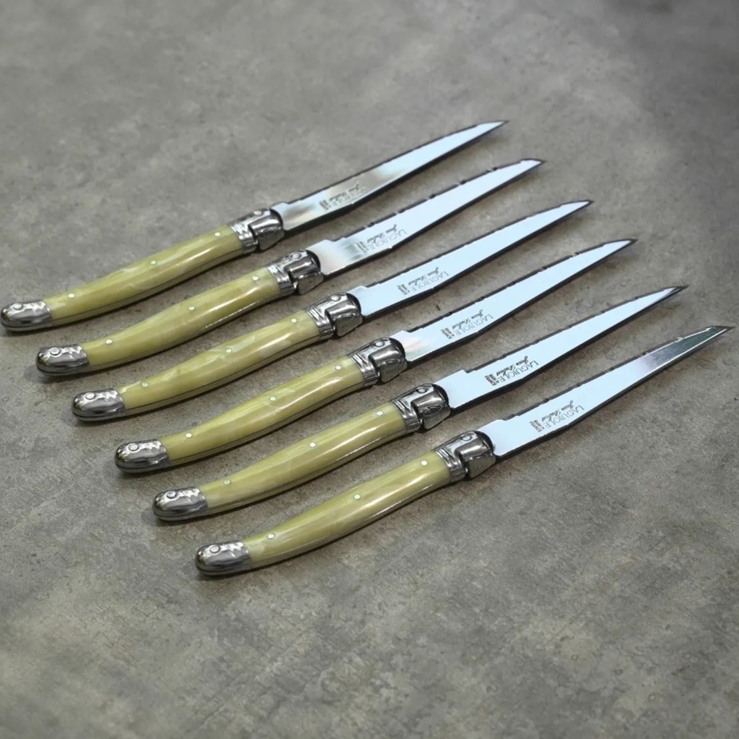 BLOQUE 6 CUCHILLOS MARMOL LAGUIOLE JEAN DUBOST