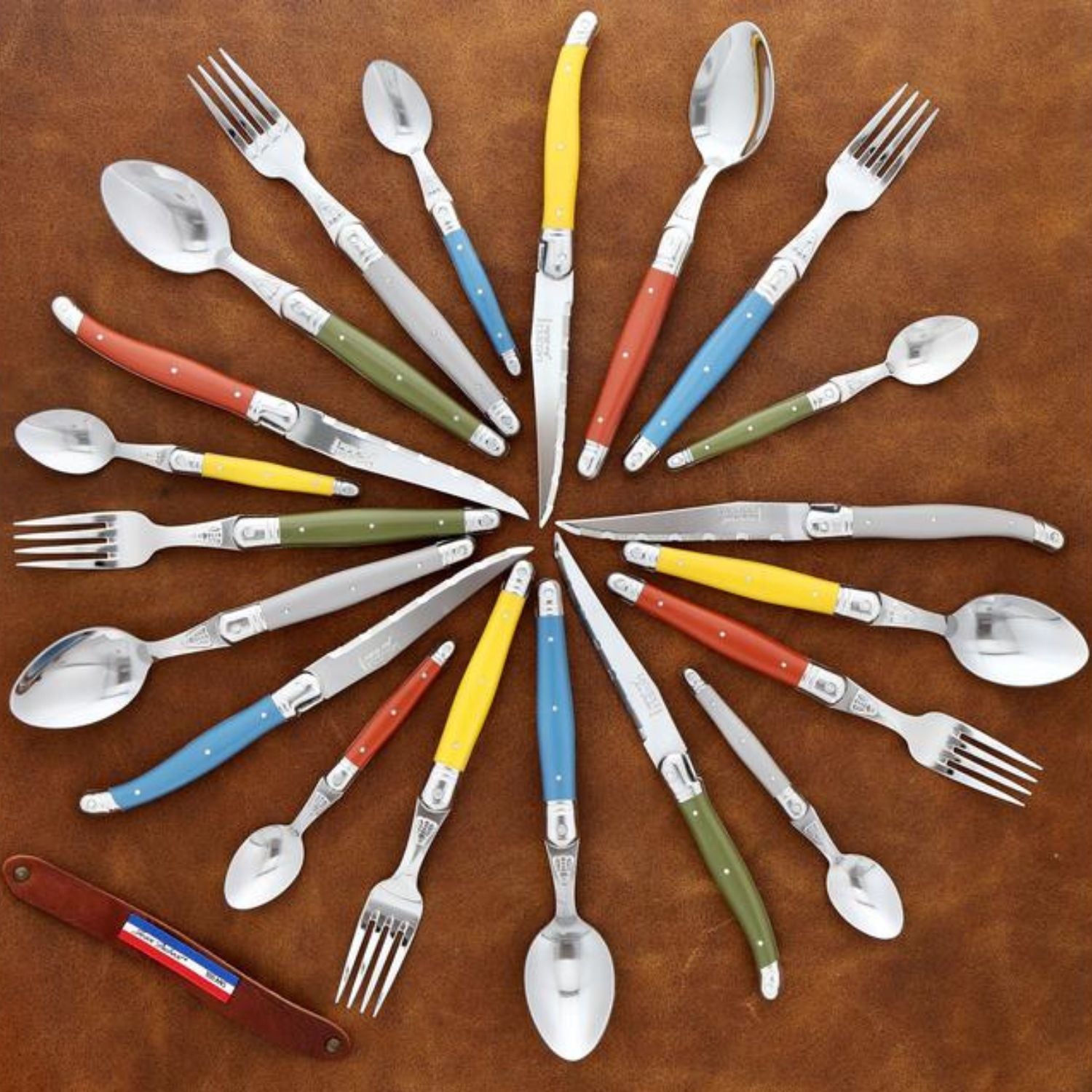 BLOQUE 6 CUCHILLOS VERDE OLIVA LAGUIOLE JEAN DUBOST