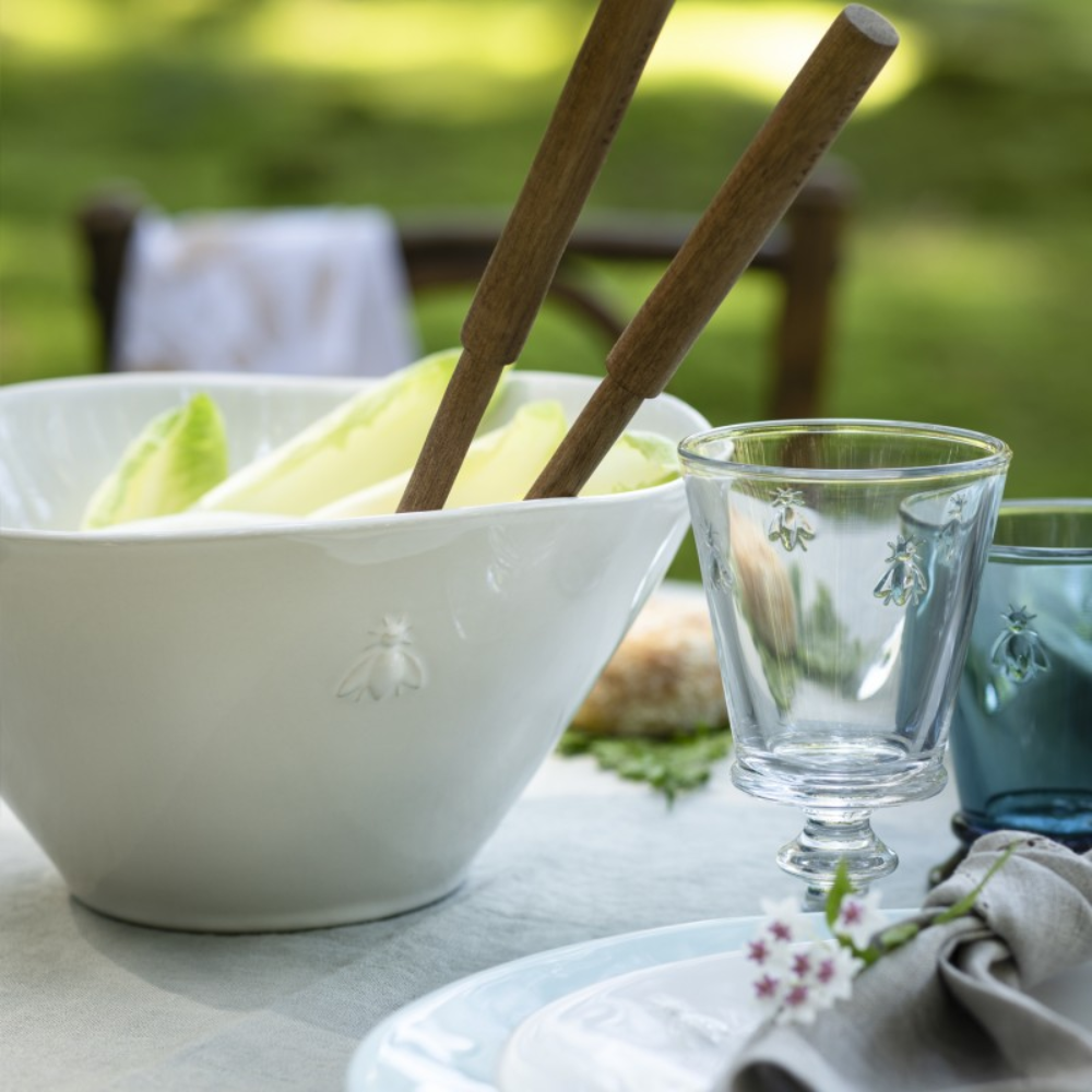 PACK: ENSALADERA CERÁMICA BLANCA ABEJA + PIEZAS DE SERVIR