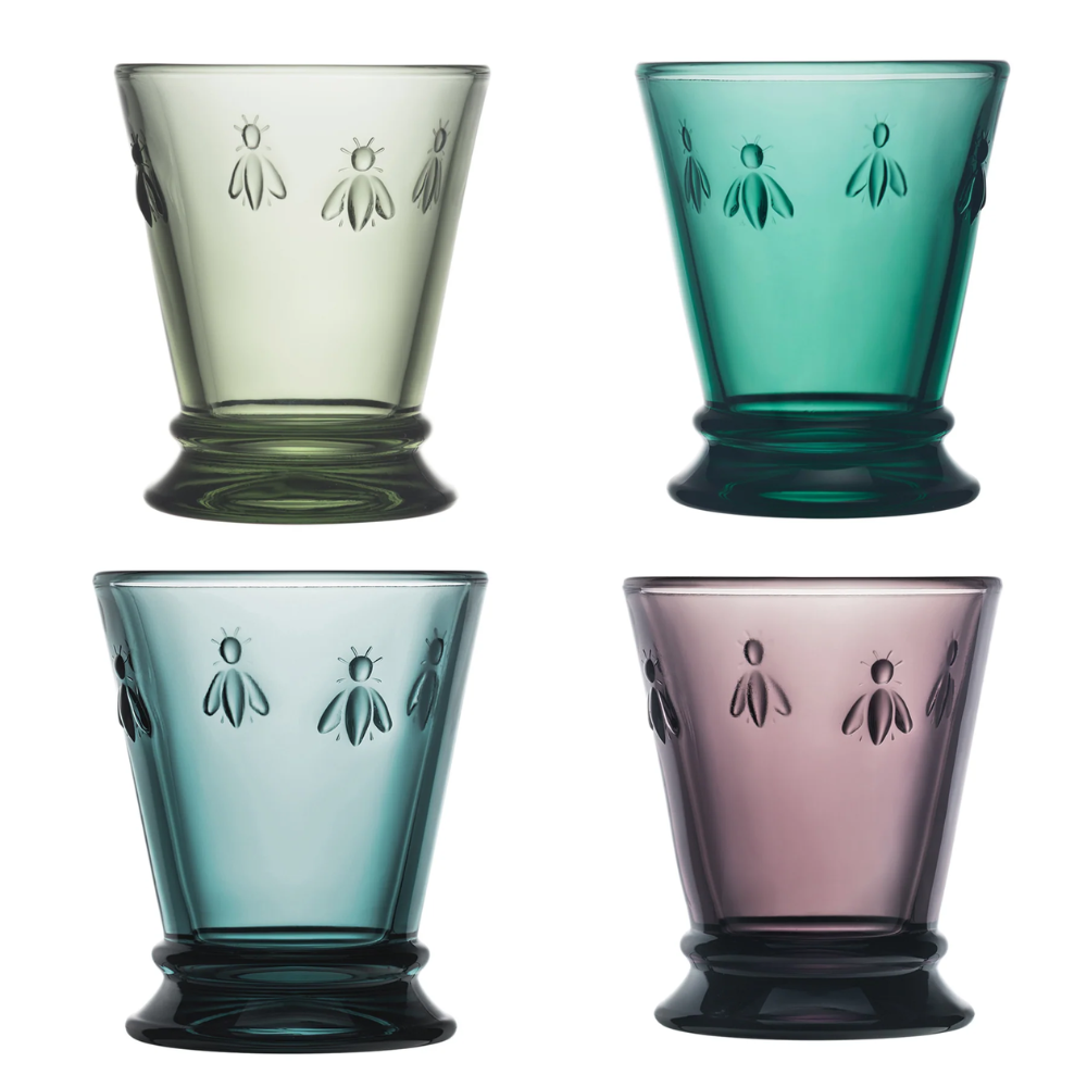 SET 4 VASOS ABEJA COLORES