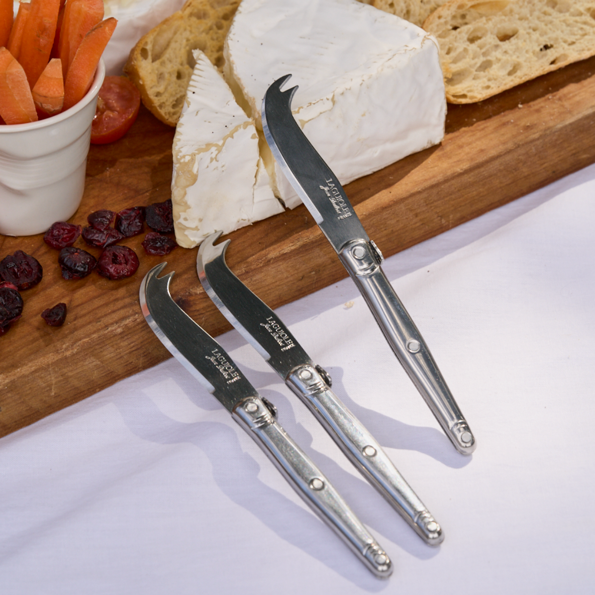 Set 3 Mini Cuchillo Queso Acero Cepillado Laguiole Jean Dubost