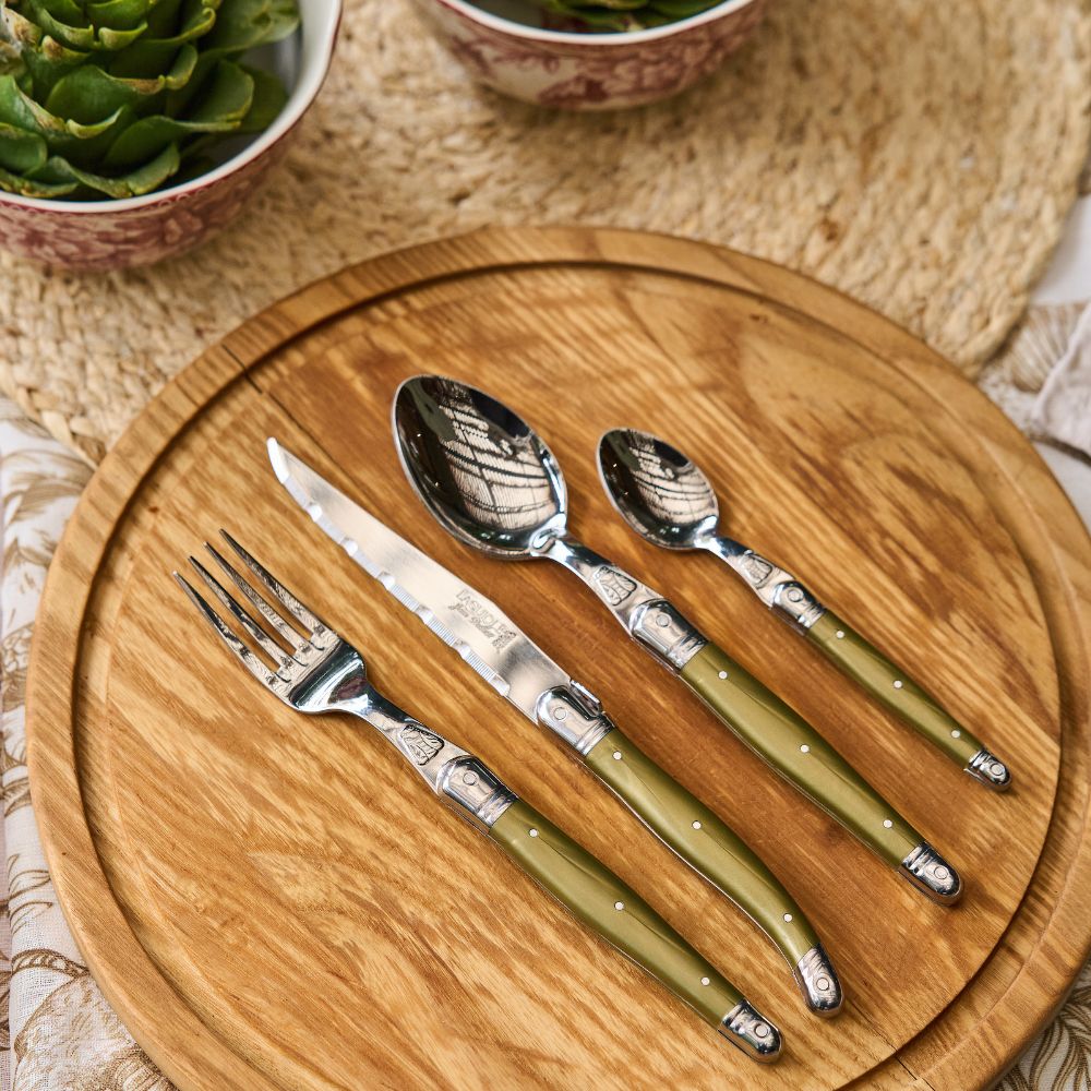 Juego de Cubiertos 24 Piezas Verde Oliva Laguiole Jean Dubost