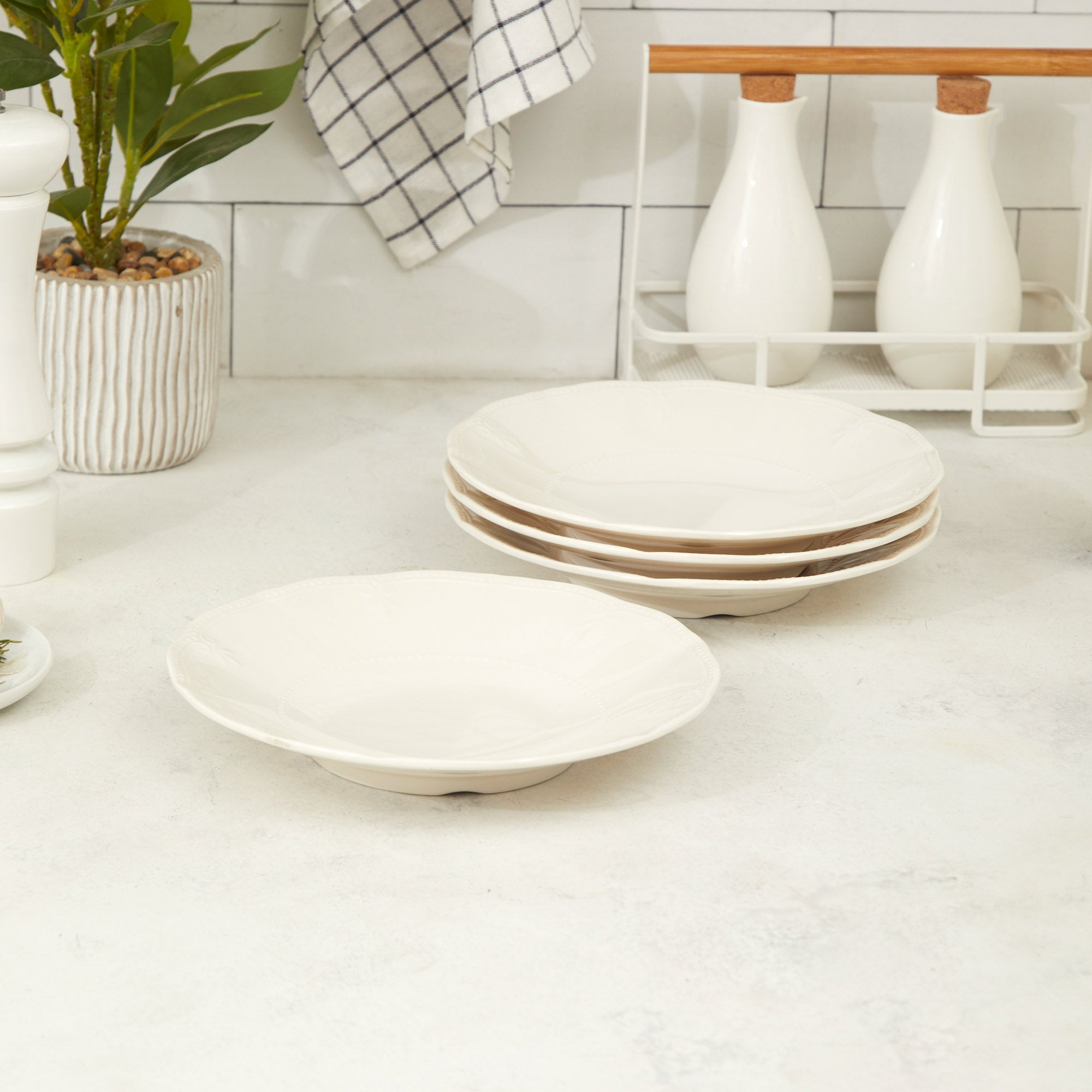 SET 4 PLATOS SOPA MELAMINA FLORES (23,5cm)