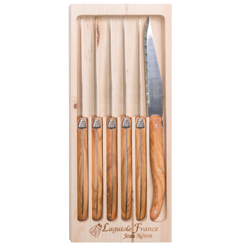 LAGUIOLE 6 CUCHILLOS CARNE MADERA OLIVO – Wine&House