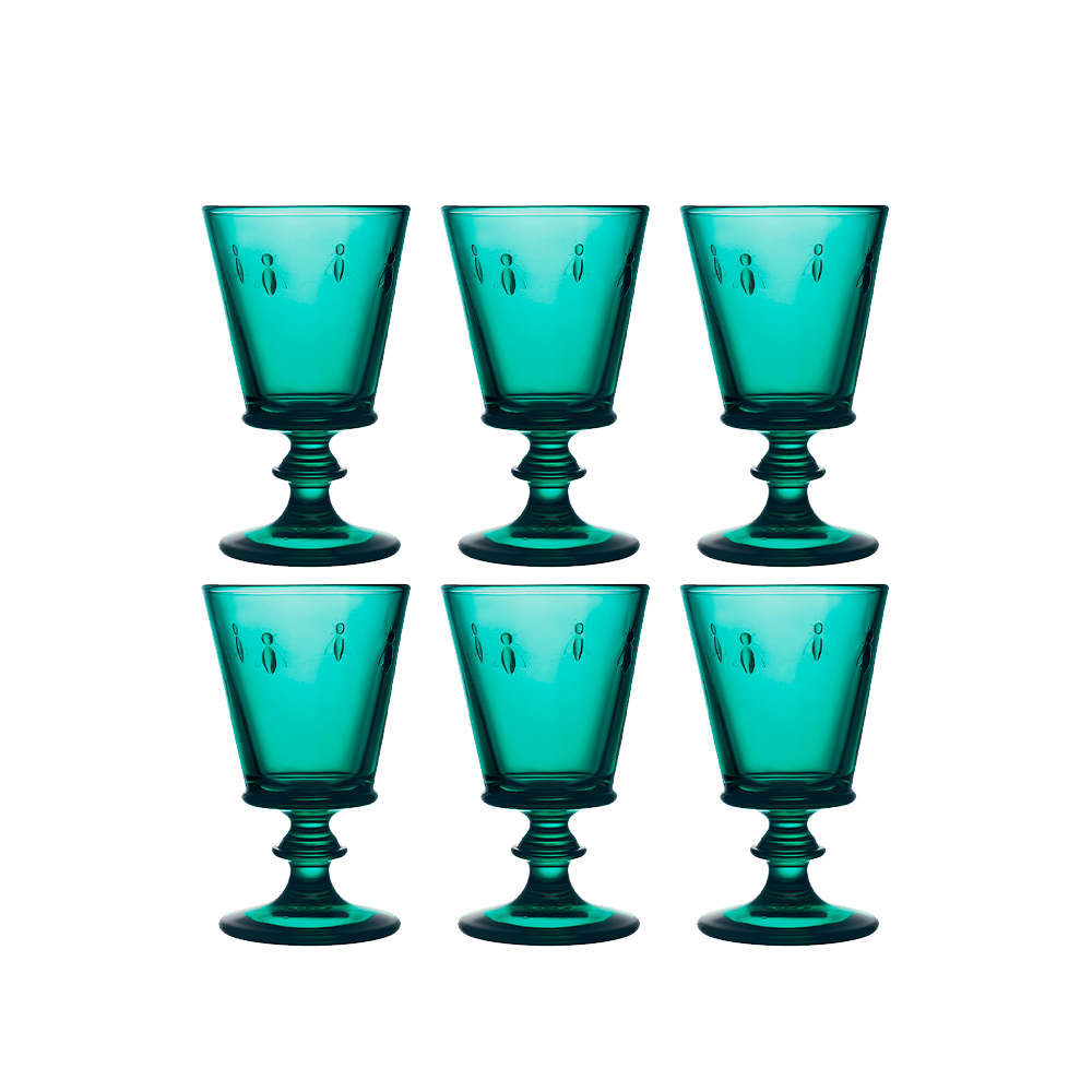 SET 6 COPAS ABEJA ESMERALDA 240ML