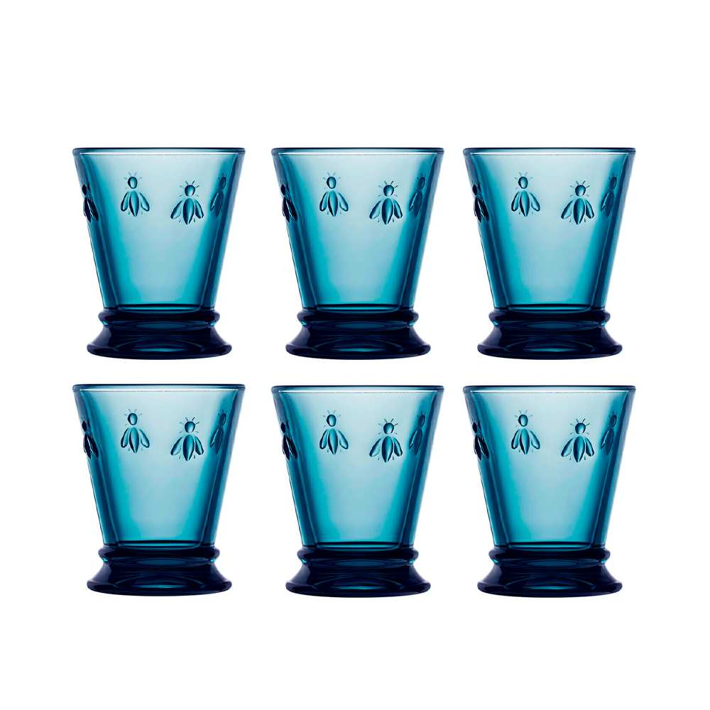 SET 6 VASOS ABEJA AZUL 260ML