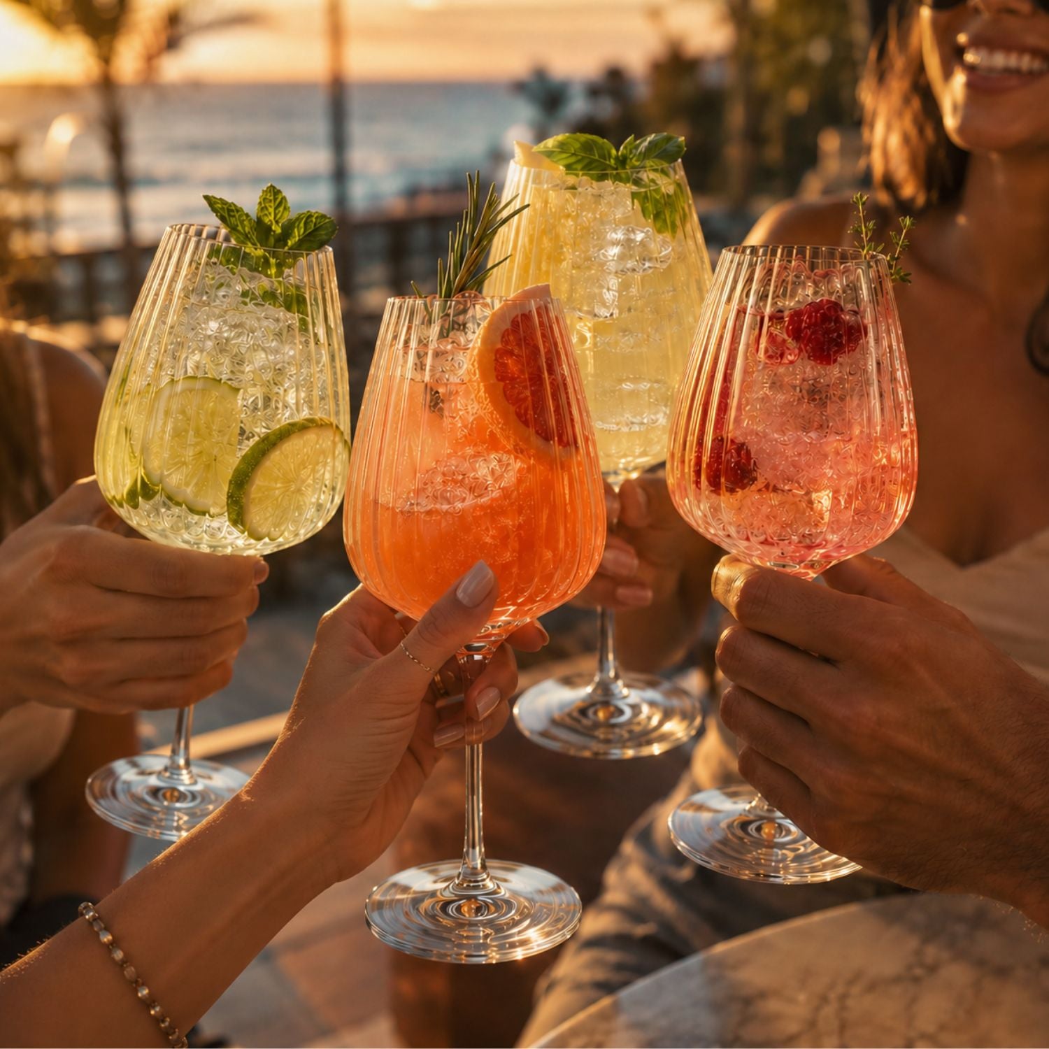 Set 4 Copas Summer Drinks Coctel Optic
