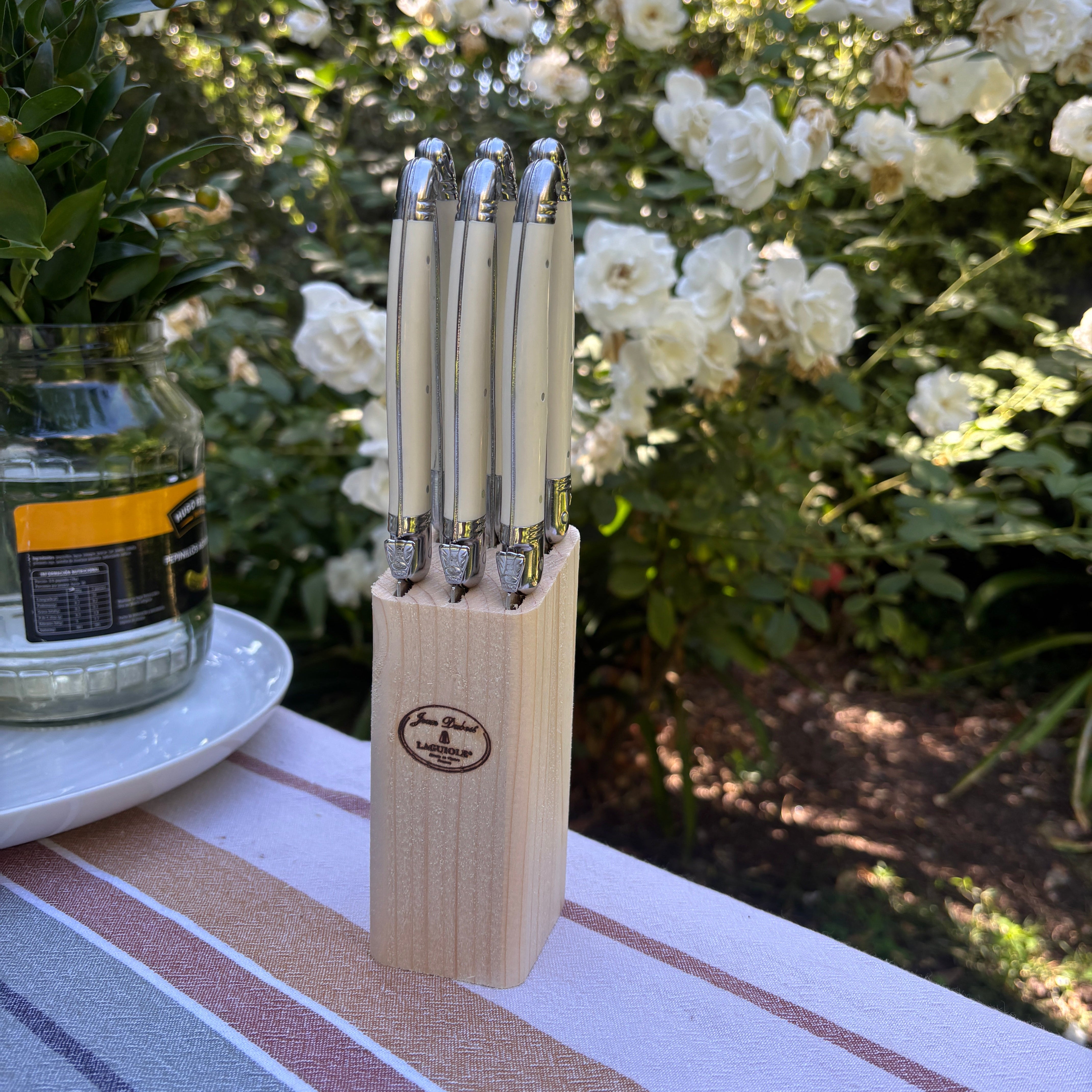 BLOQUE 6 CUCHILLOS IVORY LAGUIOLE JEAN DUBOST