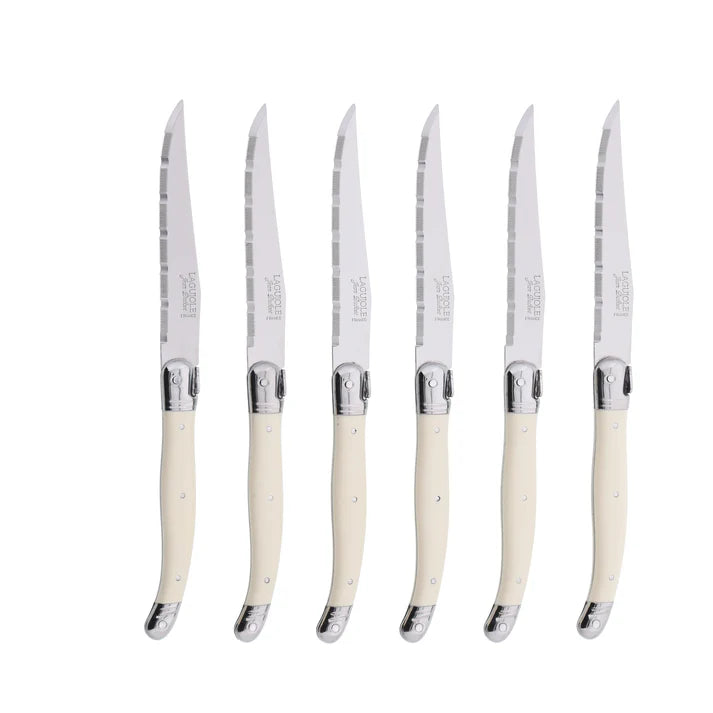 BLOQUE 6 CUCHILLOS IVORY LAGUIOLE JEAN DUBOST