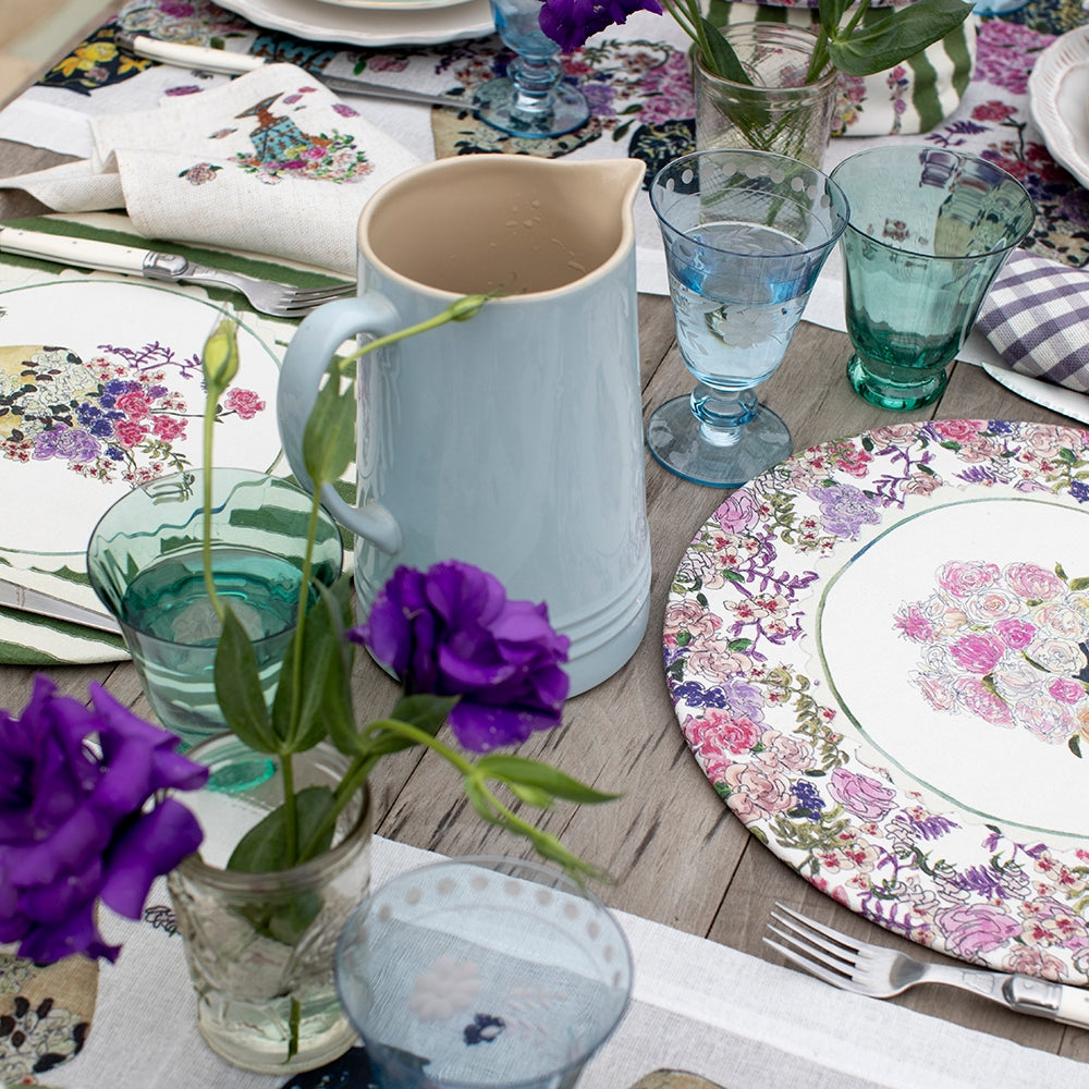 Tuyo Print: Set 4 bajo platos corona violeta