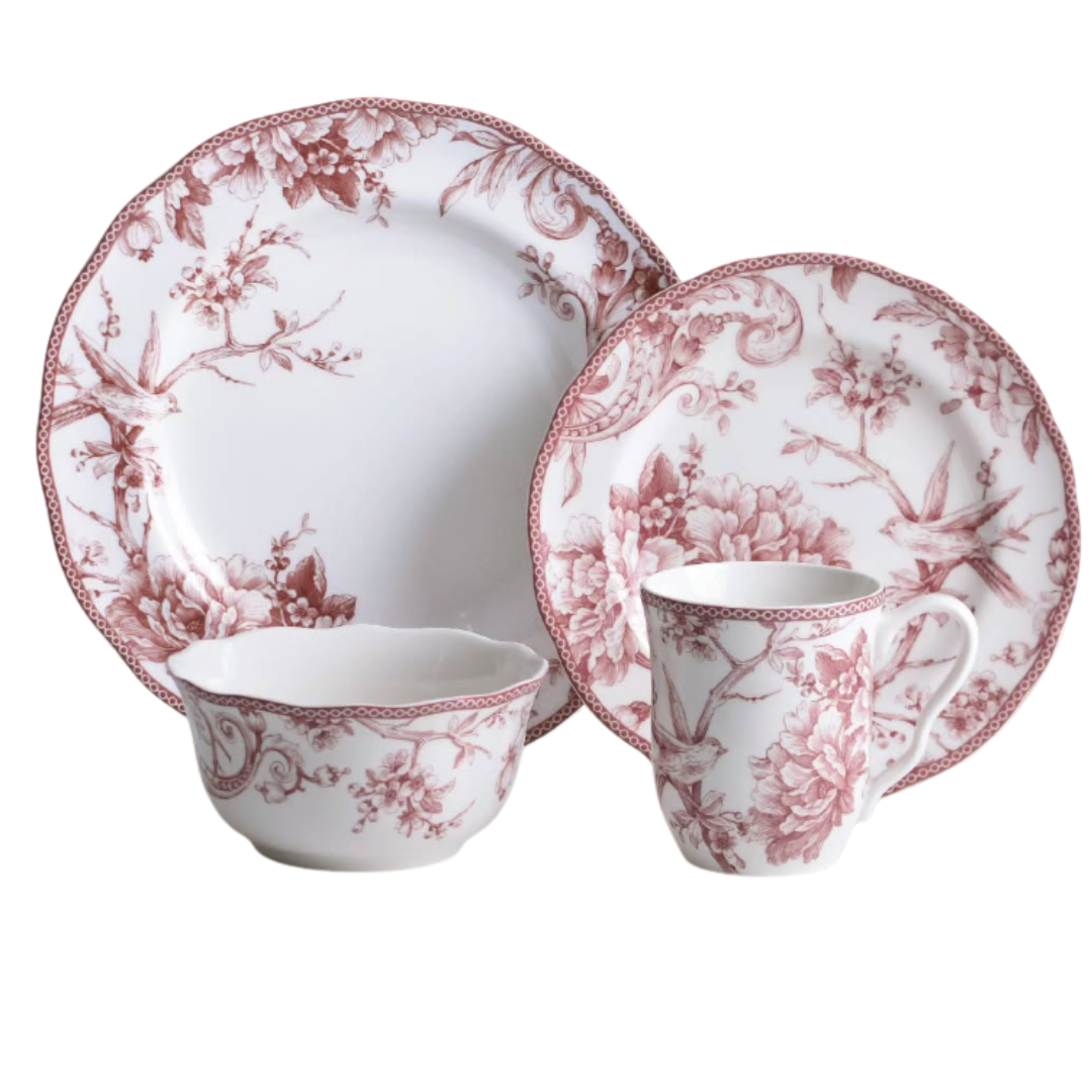 JUEGO DE PORCELANA 24 PIEZAS ADELAIDE RED