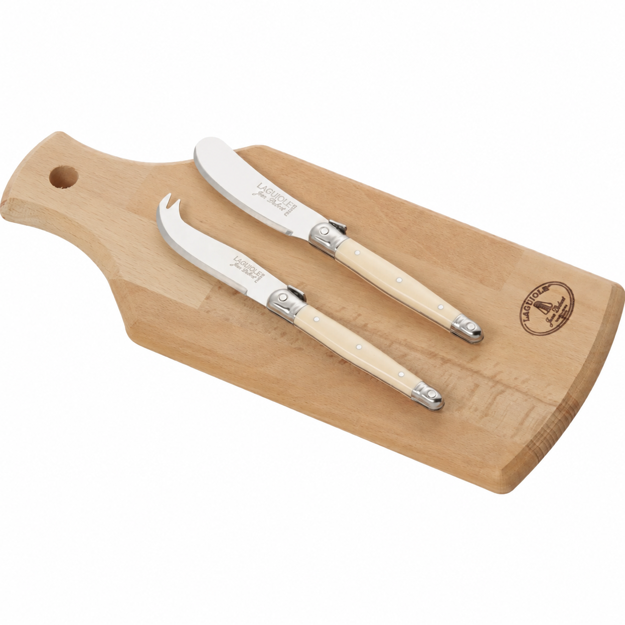 Set Aperitivo Tabla + Cuchillos Ivory Laguiole Jean Dubost