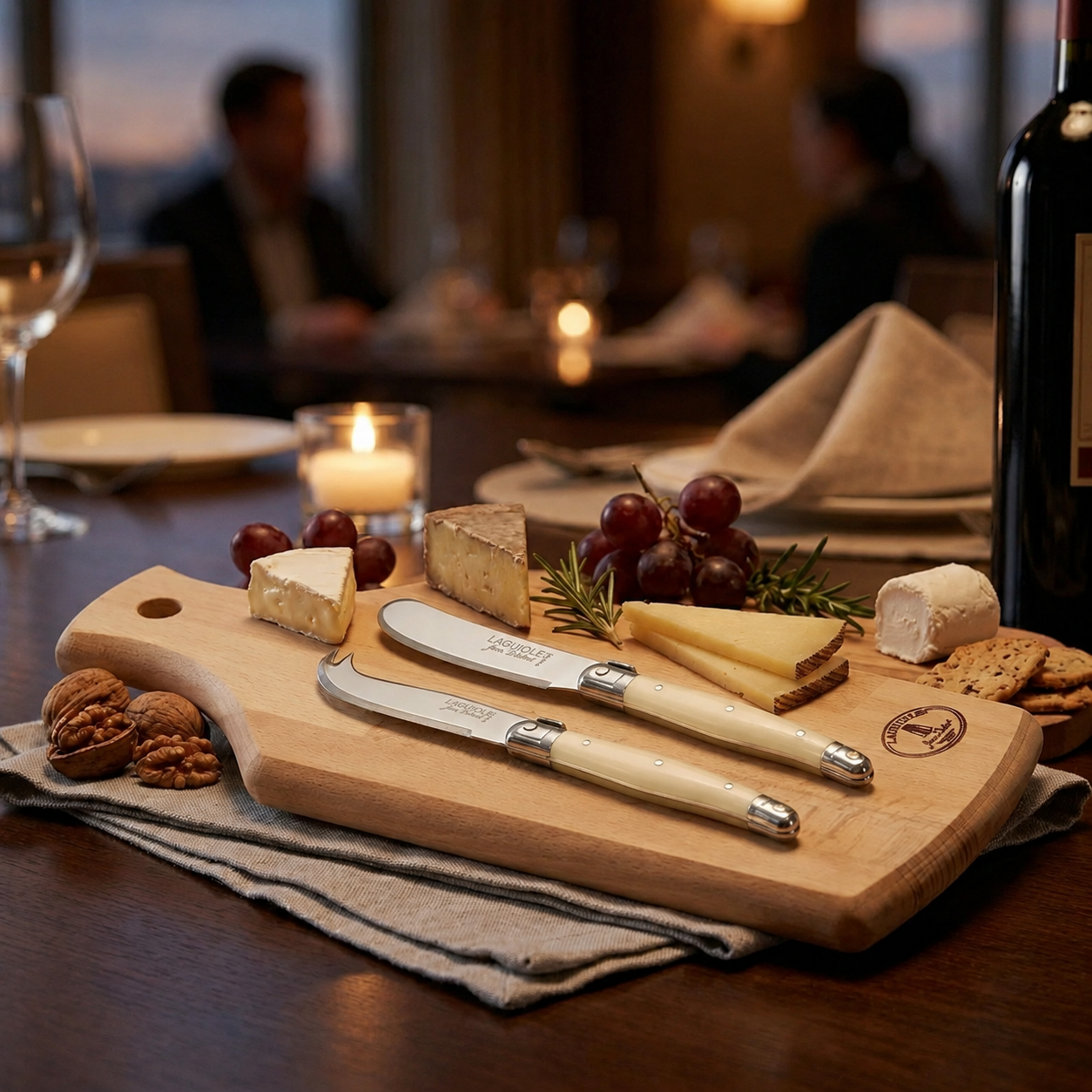 Set Aperitivo Tabla + Cuchillos Ivory Laguiole Jean Dubost