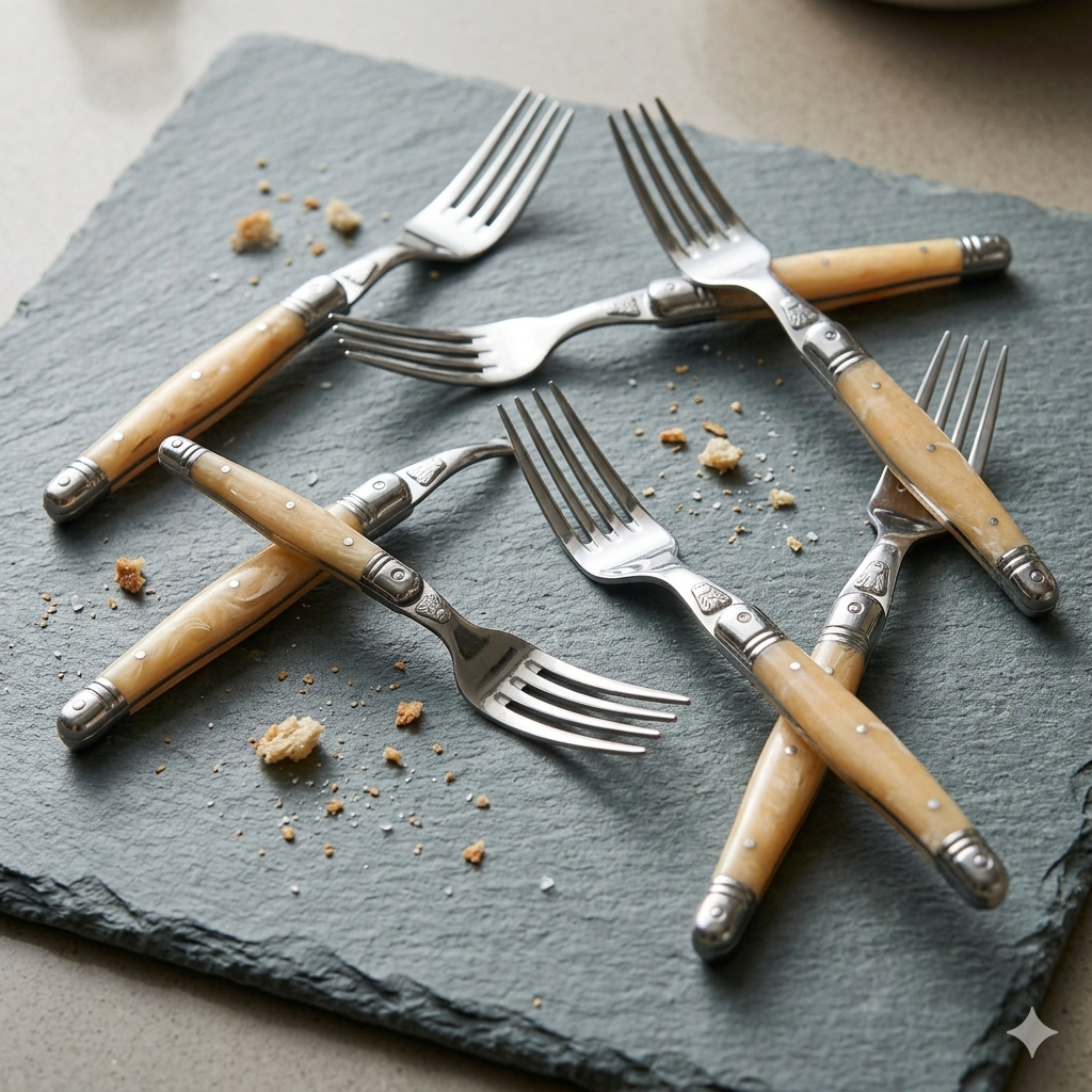 SET DE 6 TENEDORES POSTRE MARMOL LAGUIOLE JEAN DUBOST