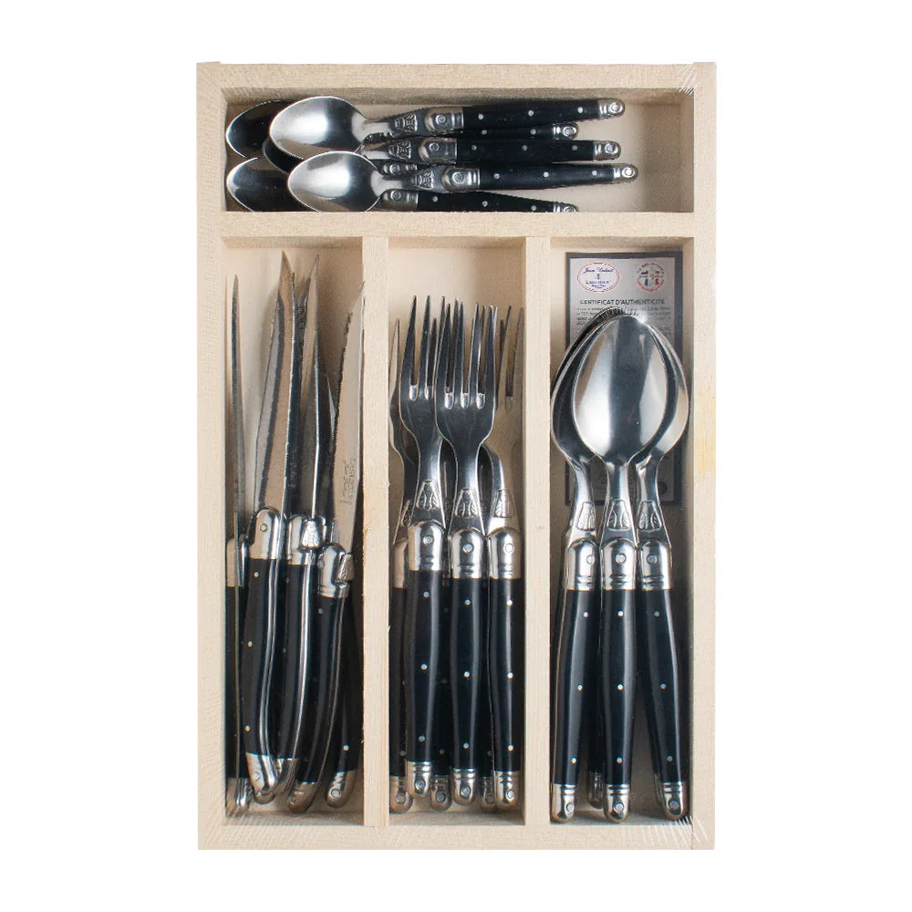 Juego 24 cubiertos + Set de ensalada Negro - Laguiole Jean Dubost