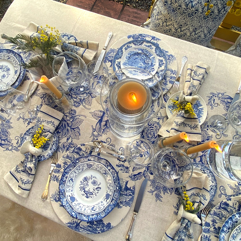SET 4 SERVILLETAS TOILE AZUL