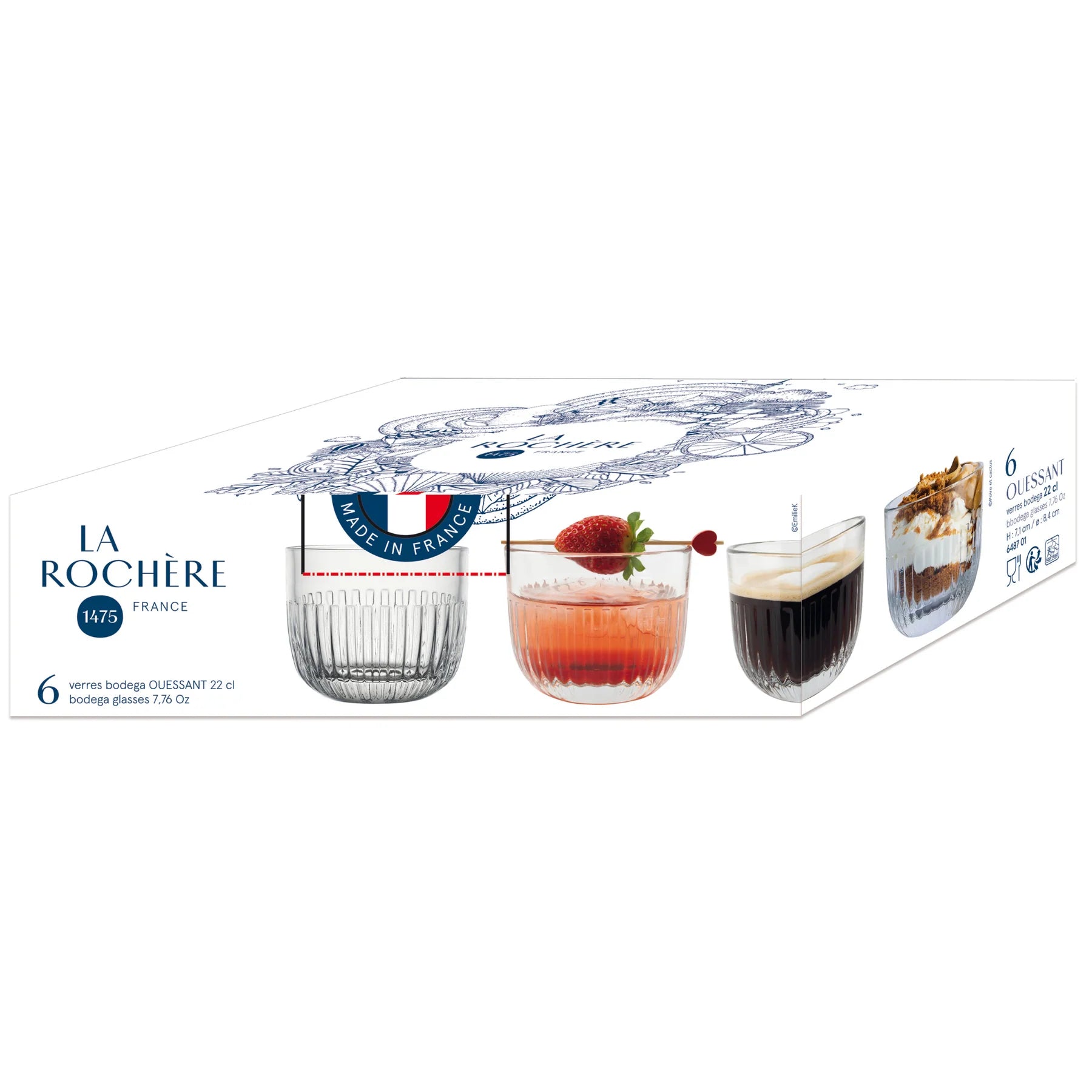 LA ROCHERE: SET 6 VASOS POSTRE OUESSANT
