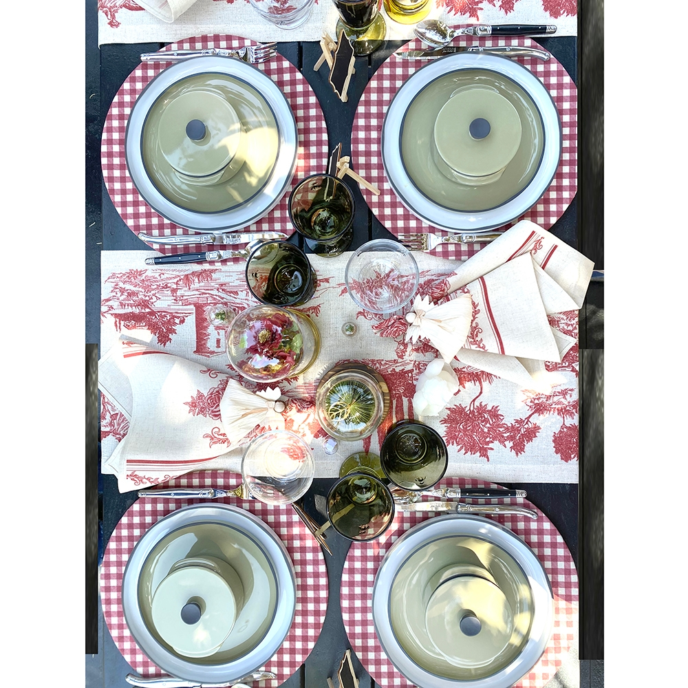 TUYO PRINT: SET 4 BAJA PLATOS TOILE ROJO