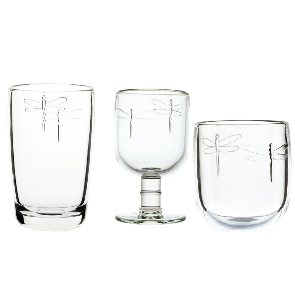 Pack set 18 piezas Libélula (Vaso alto + Vaso bajo + Copa)