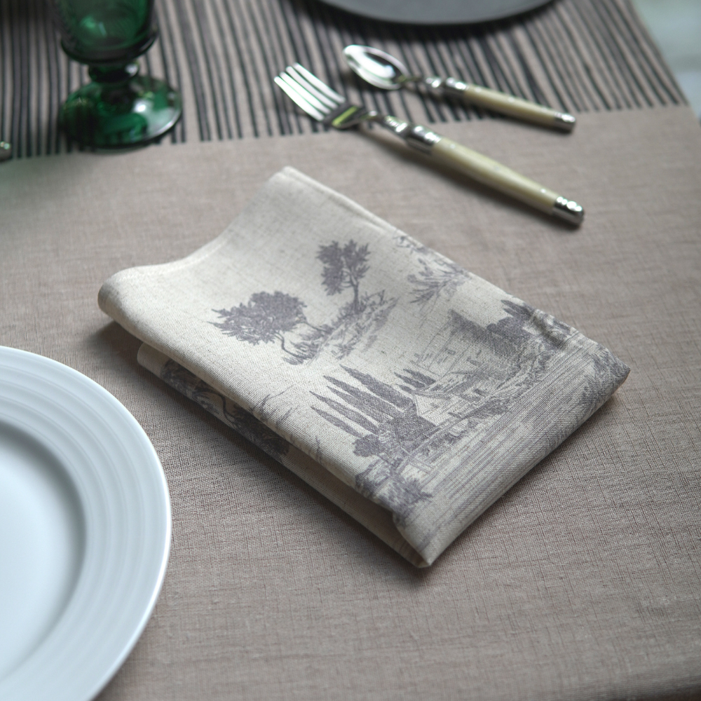 SET 4 SERVILLETAS TOILE GRIS