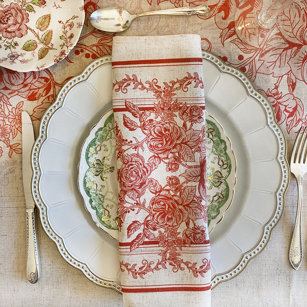 Set de 4 servilletas Toile Rojo Tuyo Print