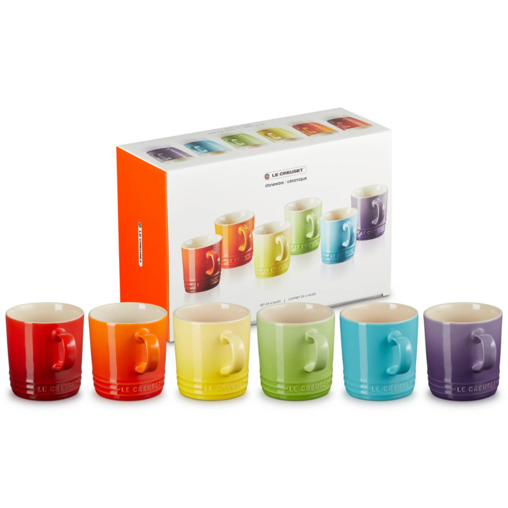 SET 6 TAZAS ARCOIRIS 350 ML (PAL,FLA, SOL, UV, CAR,CER)