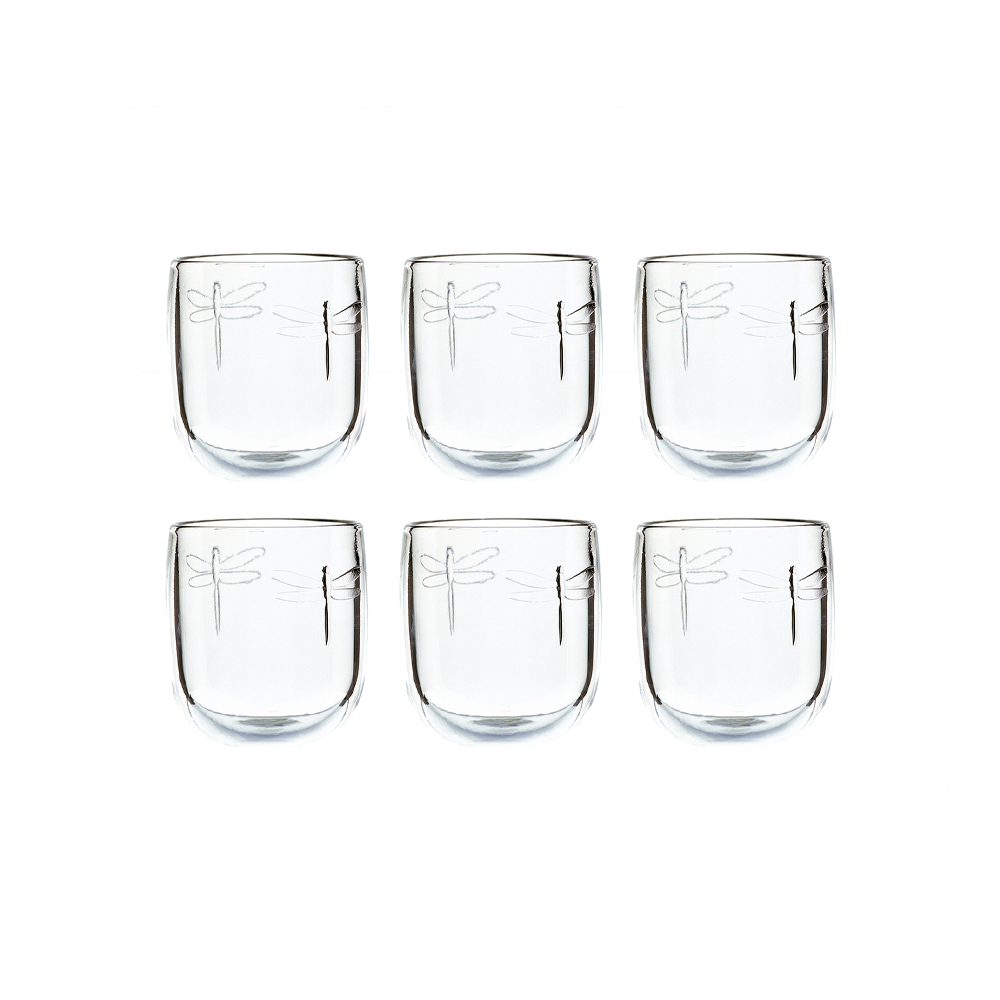 Pack set 18 piezas Libélula (Vaso alto + Vaso bajo + Copa)