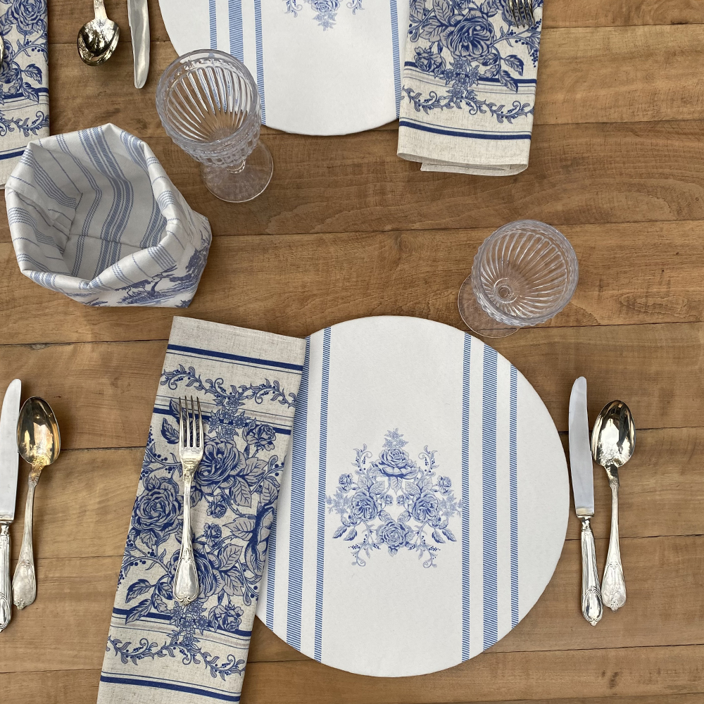 SET 4 BAJA PLATOS TOILE AZUL