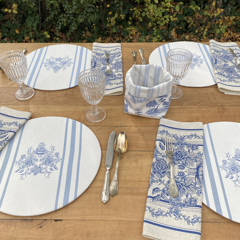 SET 4 BAJA PLATOS TOILE AZUL