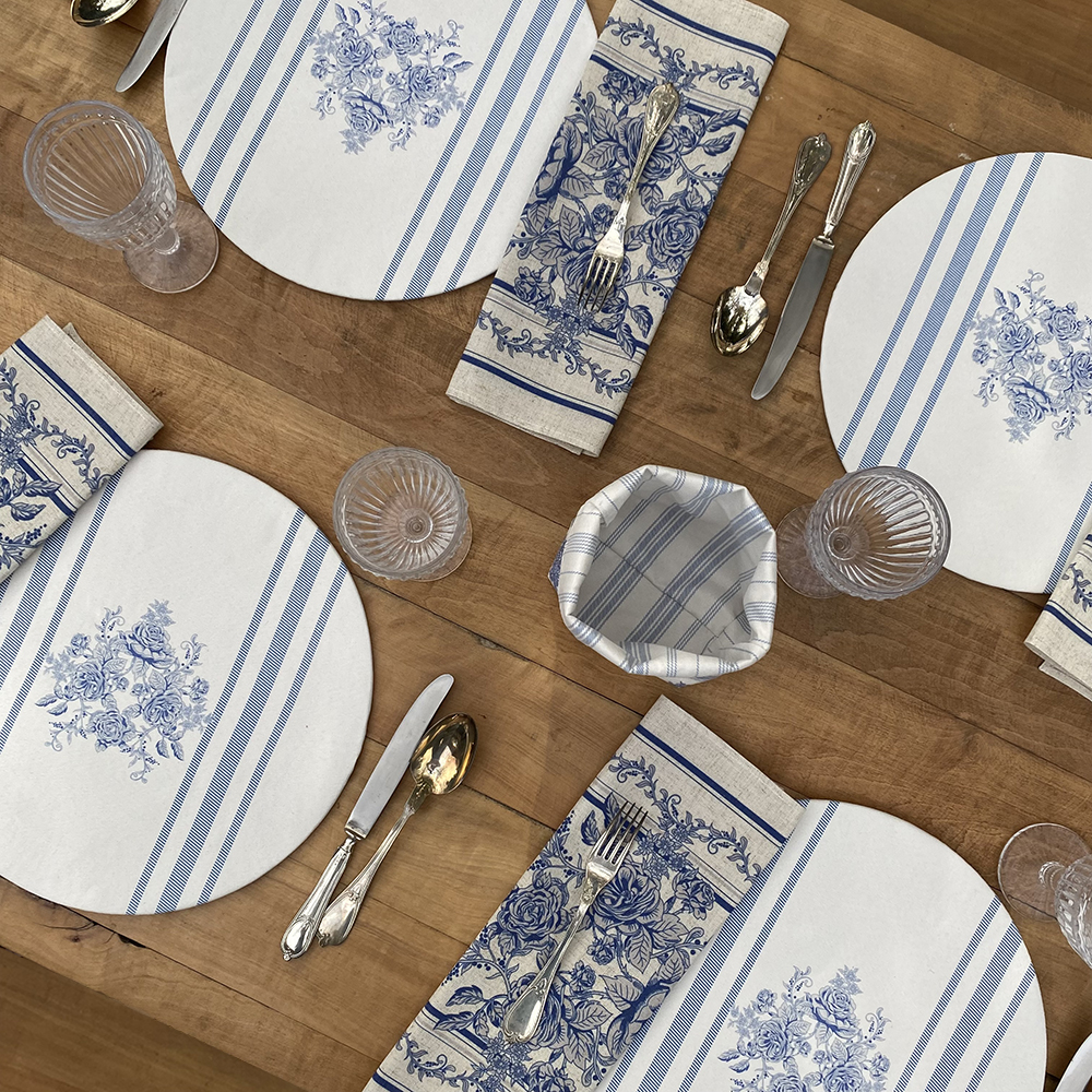 SET 4 BAJA PLATOS TOILE AZUL