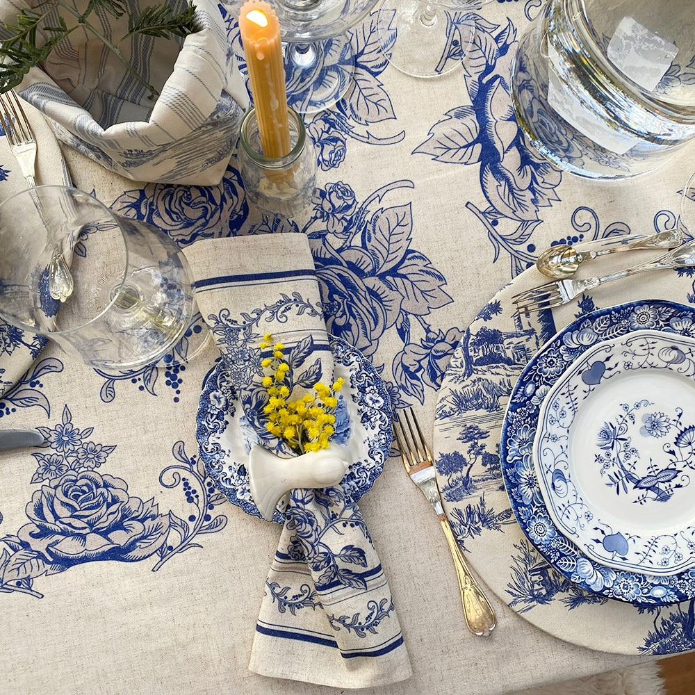 SET 4 SERVILLETAS TOILE AZUL