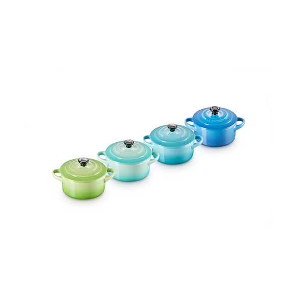 SET 4 MINI OLLITAS COCOTTE VERDE/AZUL 10 CM